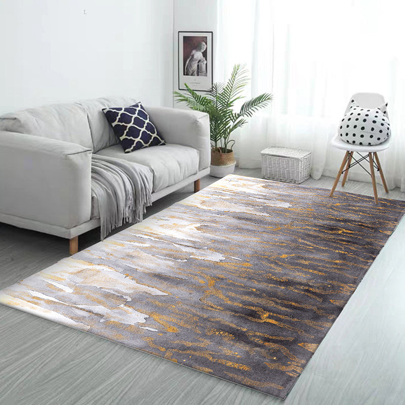 Avtoit | Gray Bedroom Rug Modernism Abstract Rug Polyester Machine Washable Non-Slip Backing Rug