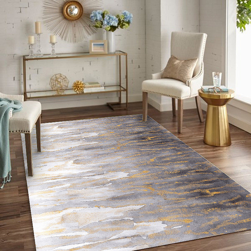 Avtoit | Gray Bedroom Rug Modernism Abstract Rug Polyester Machine Washable Non-Slip Backing Rug