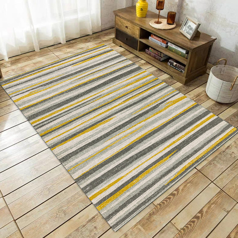 Avtoit | Simplicity Striped Pattern Carpet Yellow and Pink Polyester Carpet Non-Slip Pet Friendly Washable Carpet for Decoration