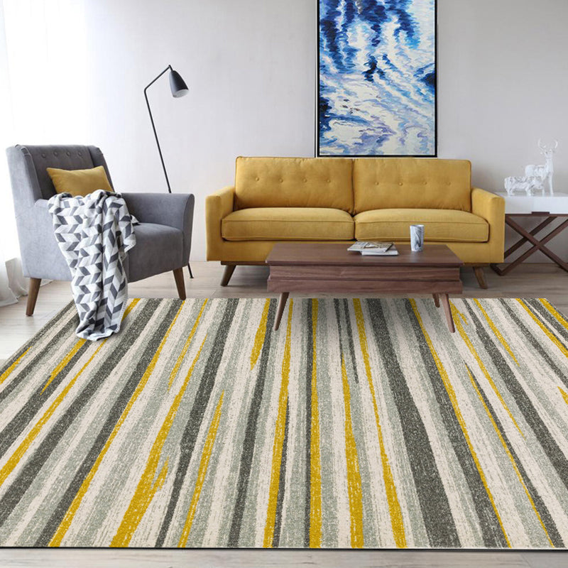 Avtoit | Simplicity Striped Pattern Carpet Yellow and Pink Polyester Carpet Non-Slip Pet Friendly Washable Carpet for Decoration