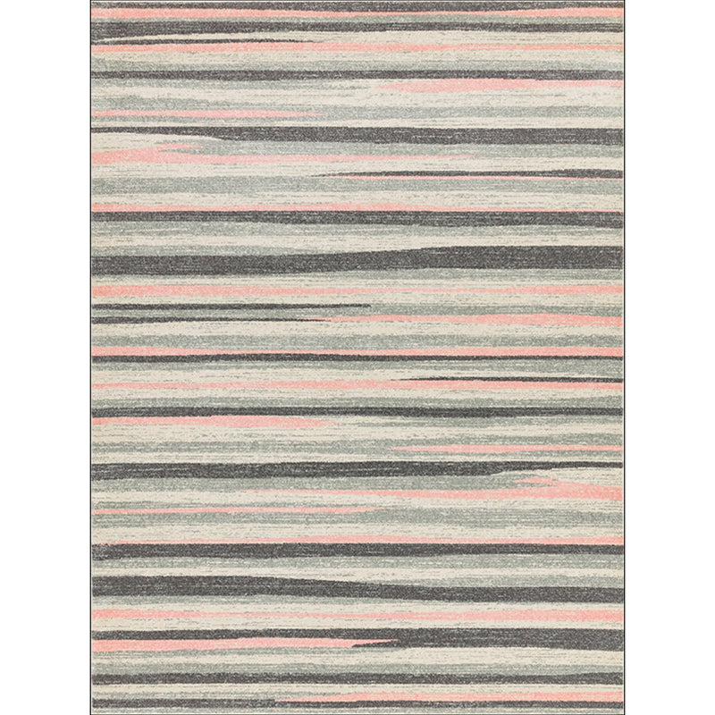 Avtoit | Simplicity Striped Pattern Carpet Yellow and Pink Polyester Carpet Non-Slip Pet Friendly Washable Carpet for Decoration