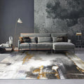 Avtoit | Funky Abstract Watercolor Pattern Rug Black Simplicity Rug Polyester Washable Non-Slip Pet-Friendly Area Rug for Living Room