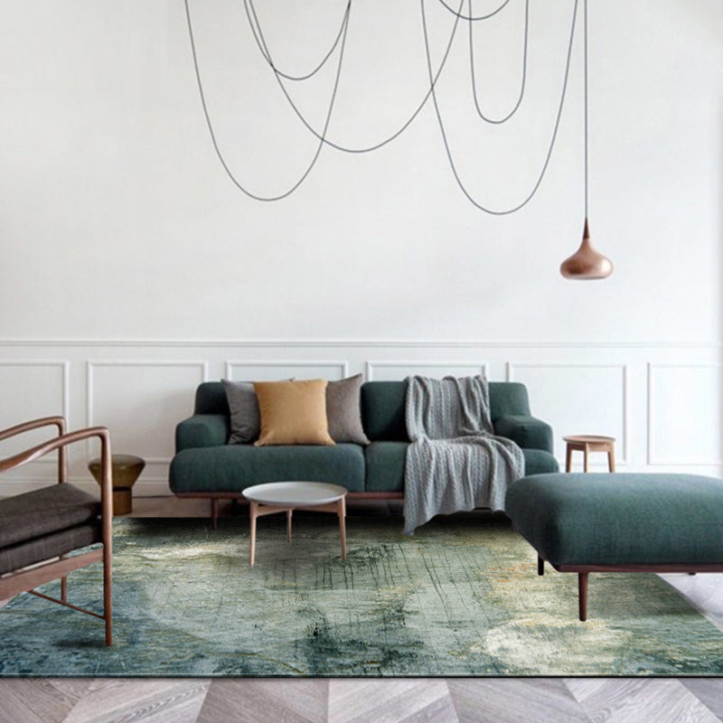 Avtoit | Green Modernism Carpet Polyester Abstract Area Rug Pet-Friendly Washable Non-Slip Area Rug for Bedroom