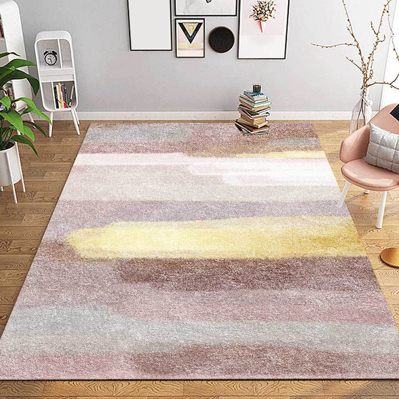 Avtoit | Minimalist Abstract Carpet Pink Polyester Area Rug Non-Slip Pet-Friendly Washable Rug for Decoration