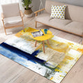 Avtoit | Yellow Living Room Carpet Industrial Brushstroke Painting Pattern Carpet Polyester Machine Washable Non-Slip Back Carpet