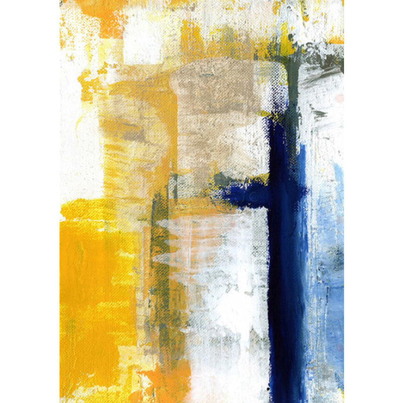 Avtoit | Yellow Living Room Carpet Industrial Brushstroke Painting Pattern Carpet Polyester Machine Washable Non-Slip Back Carpet