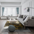 Avtoit | Modern Whirl Stripe Pattern Rug Black Polyester Area Rug Non-Slip Pet-Friendly Washable Rug for Living Room