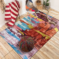 Avtoit | Unique Abstract Area Rug Multi Color Contemporary Rug Polyester Washable Nonslip Pet Friendly Area Rug for Living Room