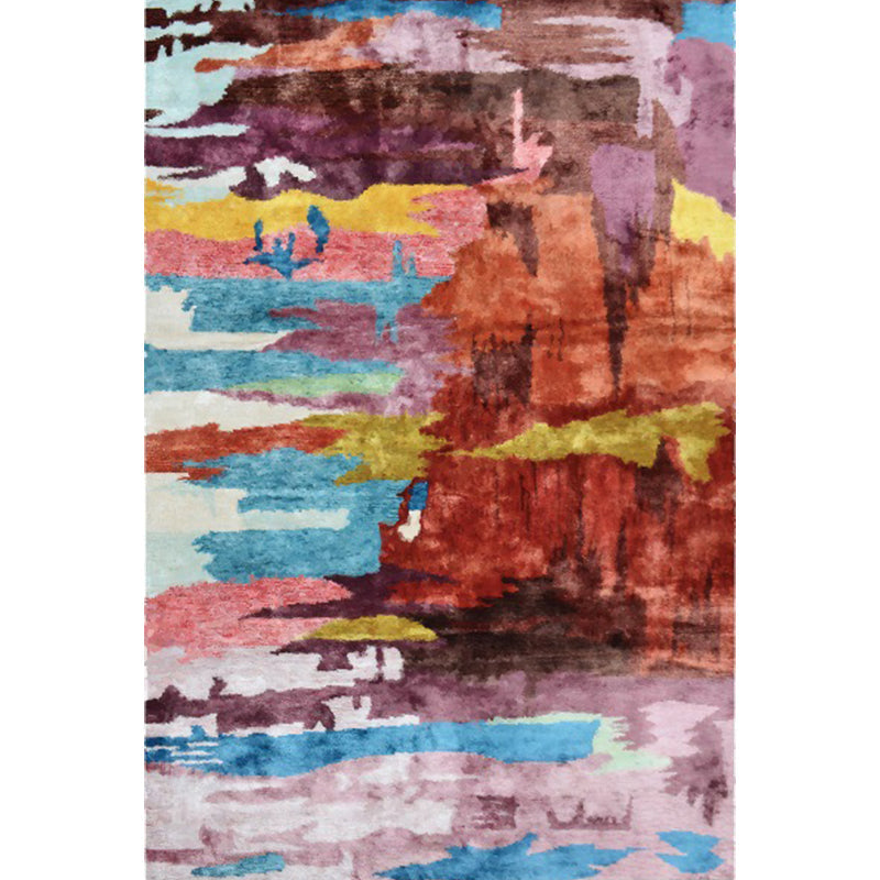 Avtoit | Unique Abstract Area Rug Multi Color Contemporary Rug Polyester Washable Nonslip Pet Friendly Area Rug for Living Room