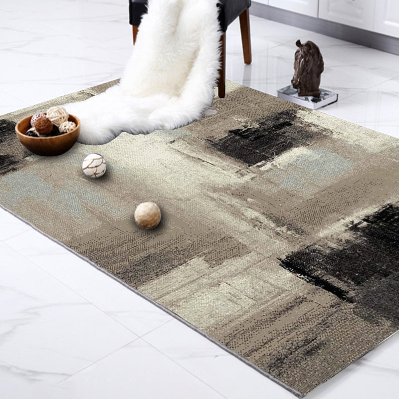 Avtoit | Brown Study Rug Industrial Abstract Area Rug Polyester Machine Washable Non-Slip Back Zone Rug