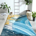 Avtoit | Modern Living Room Rug Blue Watercolor Pattern Rug Polyester Machine Washable Non-Slip Pet-Friendly Rug