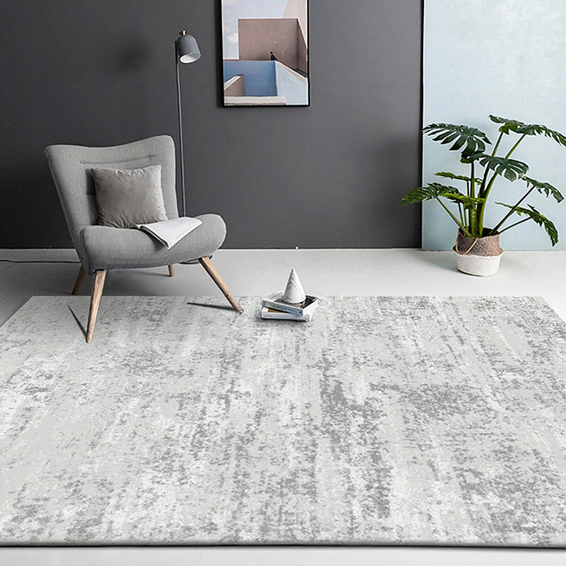 Avtoit | Industry Abstract Area Rug Silver Gray Polyester Carpet Non-Slip Pet Friendly Washable Rug for Living Room