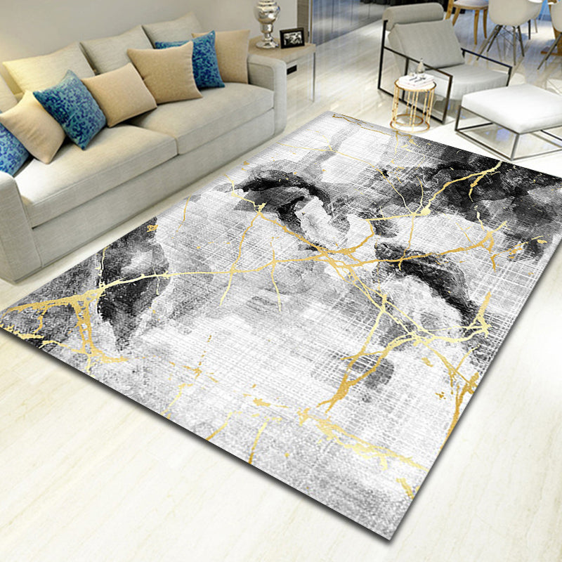 Avtoit | Unique Abstract Rug Black Industrial Rug Polyester Machine Washable Non-Slip Pet Friendly Carpet for Living Room