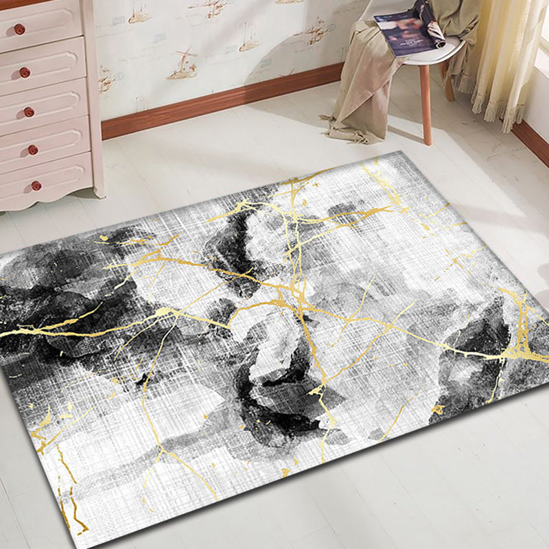 Avtoit | Unique Abstract Rug Black Industrial Rug Polyester Machine Washable Non-Slip Pet Friendly Carpet for Living Room