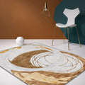 Avtoit | Brown Circle Design Carpet Polyester Industrial Carpet Washable Non-Slip Back Animal-Friendly Area Rug for the Living Room