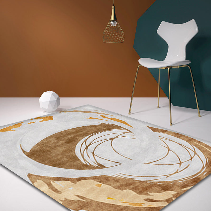 Avtoit | Brown Circle Design Carpet Polyester Industrial Carpet Washable Non-Slip Back Animal-Friendly Area Rug for the Living Room