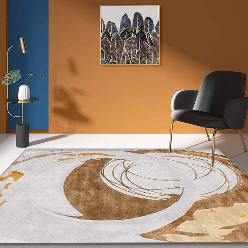 Avtoit | Brown Circle Design Carpet Polyester Industrial Carpet Washable Non-Slip Back Animal-Friendly Area Rug for the Living Room