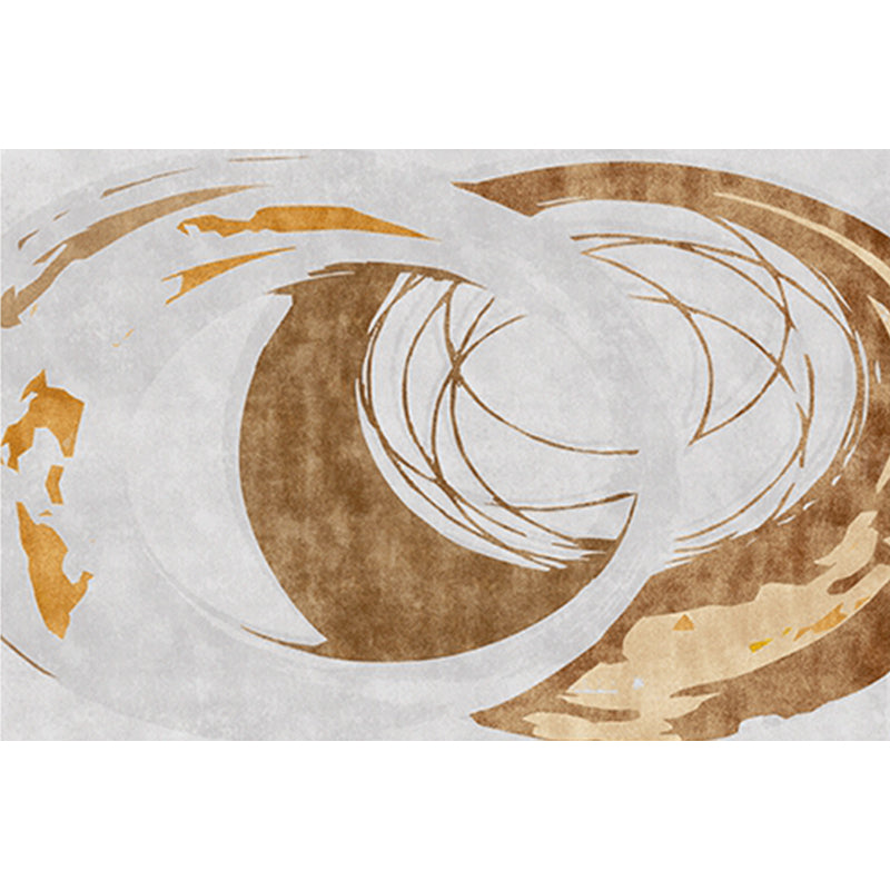 Avtoit | Brown Circle Design Carpet Polyester Industrial Carpet Washable Non-Slip Back Animal-Friendly Area Rug for the Living Room
