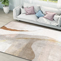 Avtoit | Brown Parlour Rug Simplicity Abstract Rug Polyester Machine Washable Non-Slip Backing Carpet