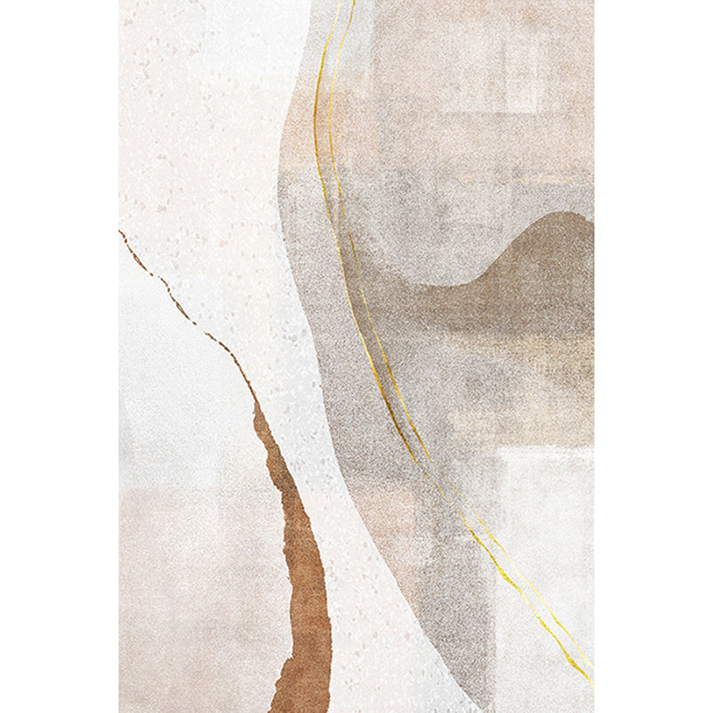 Avtoit | Brown Parlour Rug Simplicity Abstract Rug Polyester Machine Washable Non-Slip Backing Carpet