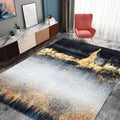 Avtoit | Funky Abstract Rug Black and Gold Industrial Carpet Polyester Non-Slip Washable Pet-Friendly Area Rug for Living Room