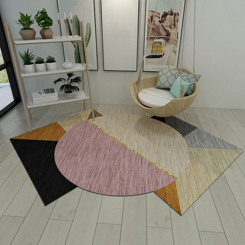 Avtoit | Irregular Geometric Patchwork Rug Soft Color Novelty Carpet Synthetic Non-Slip Rug for Bedroom