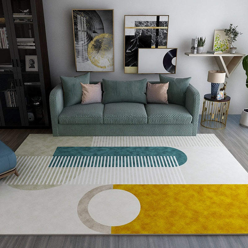 Avtoit | Stylish Thick Area Rug Multicolored Circle Pattern Rug Machine Washable Carpet for Bedroom