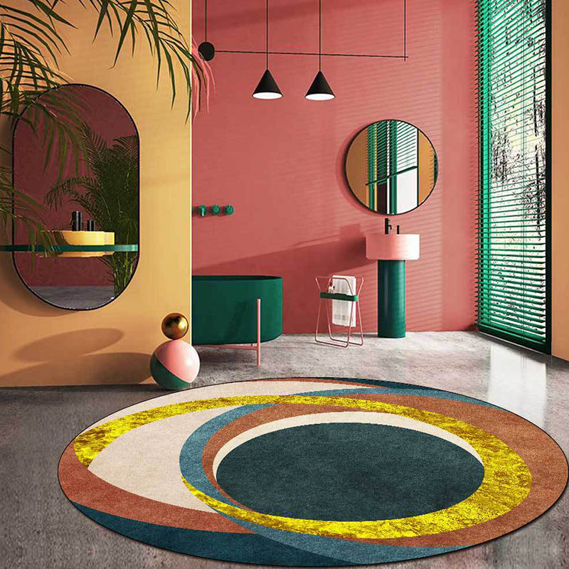 Avtoit | Exotic Novelty Indoor Rug Golden Circles Area Rug Stain Resistant Rug for Home Decor