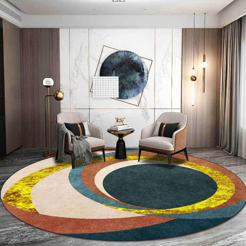Avtoit | Exotic Novelty Indoor Rug Golden Circles Area Rug Stain Resistant Rug for Home Decor