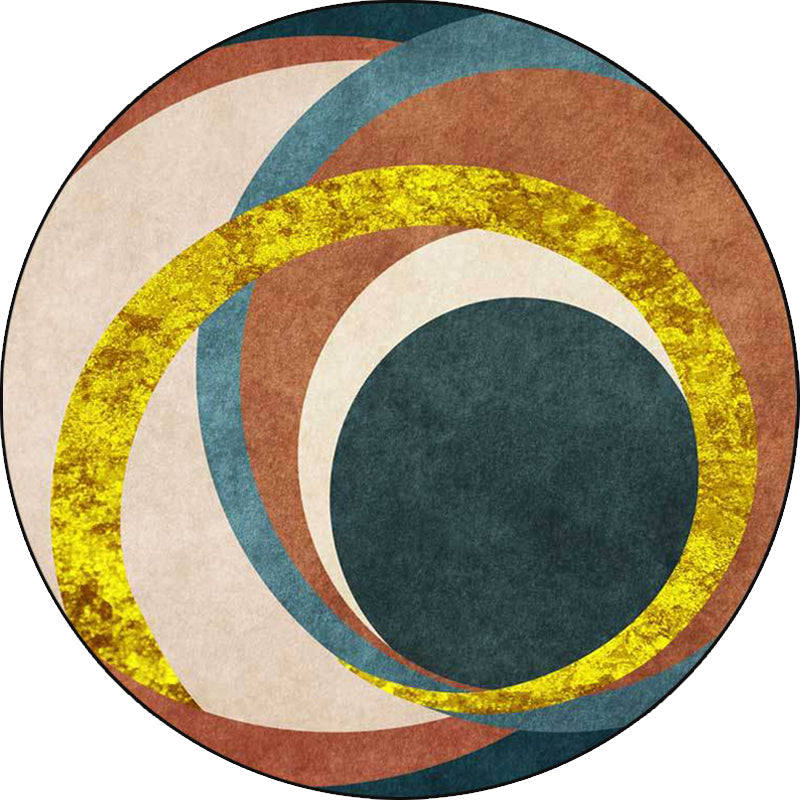 Avtoit | Exotic Novelty Indoor Rug Golden Circles Area Rug Stain Resistant Rug for Home Decor