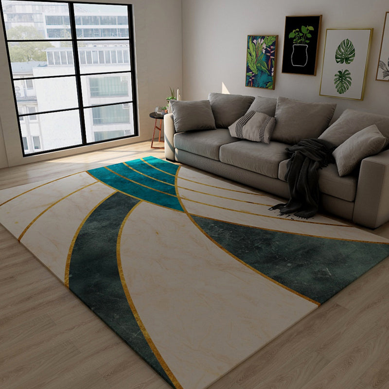 Avtoit | Dark Color Block Abstract Rug Polypropylene Minimalist Carpet Stain Resistant Non-Slip Back Rug for Bedroom