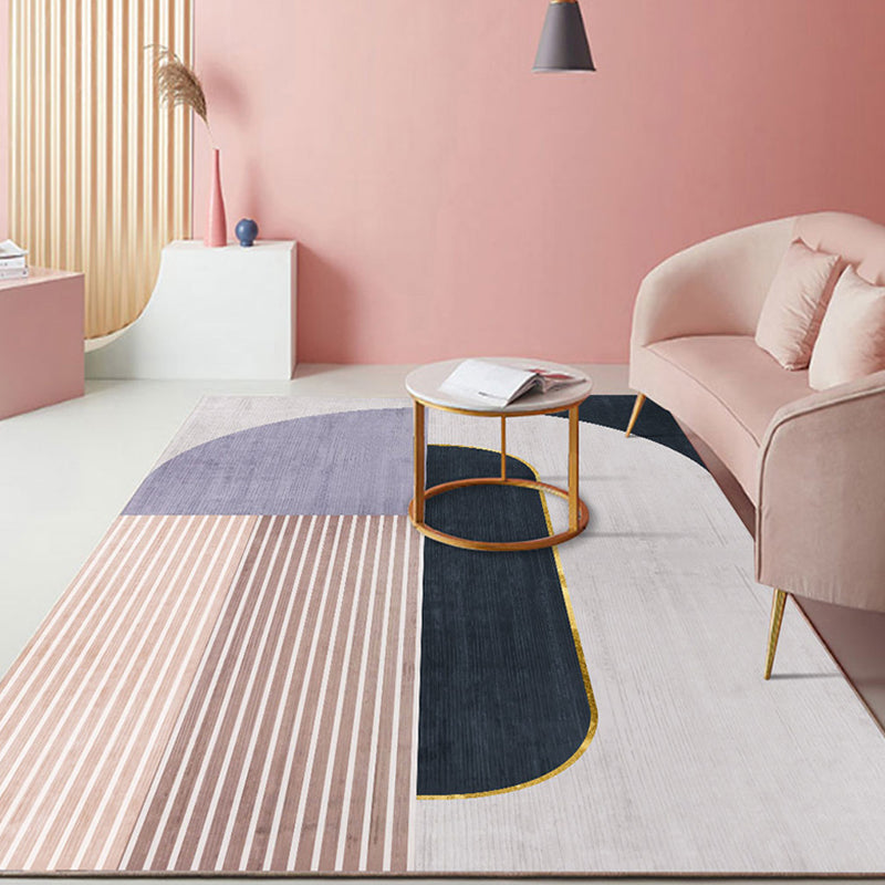 Avtoit | Pastel Color Scandinavian Carpet Polypropylene Geometric Shapes and Lines Carpet Non-Slip Underlay Carpet for Home