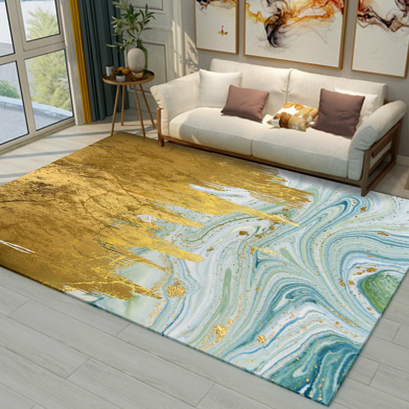 Avtoit | Cyberpunk Living Room Carpet Multi Color Abstract Foil Streams Carpet Polyester Machine Washable Area Rug