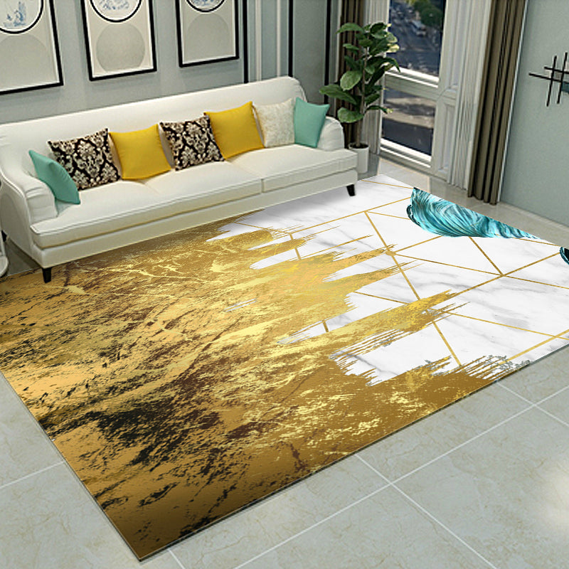 Avtoit | Cyberpunk Living Room Carpet Multi Color Abstract Foil Streams Carpet Polyester Machine Washable Area Rug