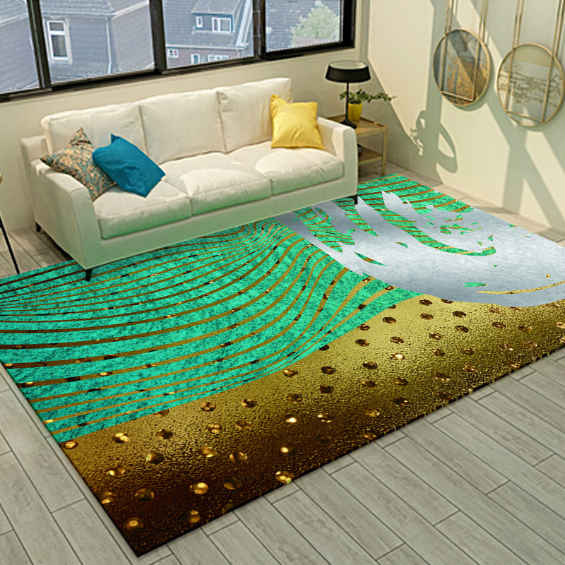 Avtoit | Cyberpunk Living Room Carpet Multi Color Abstract Foil Streams Carpet Polyester Machine Washable Area Rug