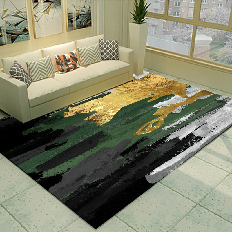 Avtoit | Cyberpunk Living Room Carpet Multi Color Abstract Foil Streams Carpet Polyester Machine Washable Area Rug