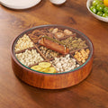 Avtoit | BambooSpin – 9-Compartment Serving Tray with Rotating Lid | Premium Bamboo Snack Platter