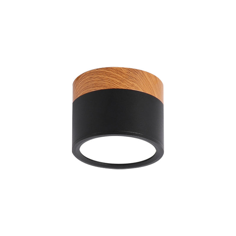 Avtoit | Modern Macaron Ceiling Light – Compact Metal/Wood Flush Mount Lighting for Kitchen and Bar in Yellow, Blue, and Black