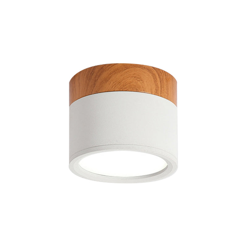 Avtoit | Modern Macaron Ceiling Light – Compact Metal/Wood Flush Mount Lighting for Kitchen and Bar in Yellow, Blue, and Black