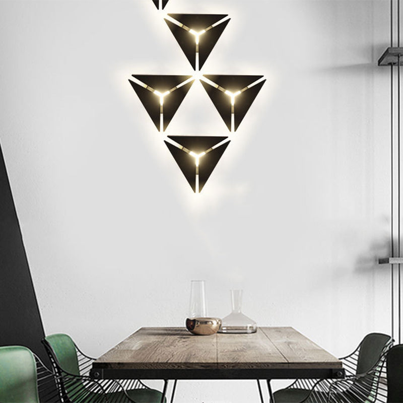 Avtoit | Simple Style Triangle Metal Wall Sconce Light Gold/Black/White LED Wall Light Fixture in Warm/White Light for Corridor