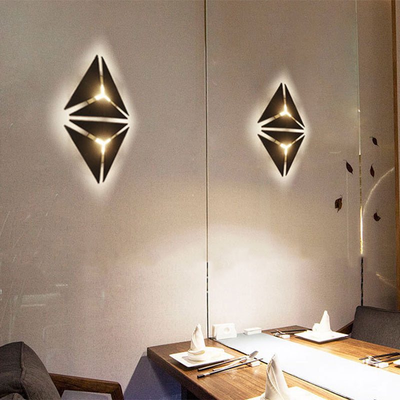 Avtoit | Simple Style Triangle Metal Wall Sconce Light Gold/Black/White LED Wall Light Fixture in Warm/White Light for Corridor
