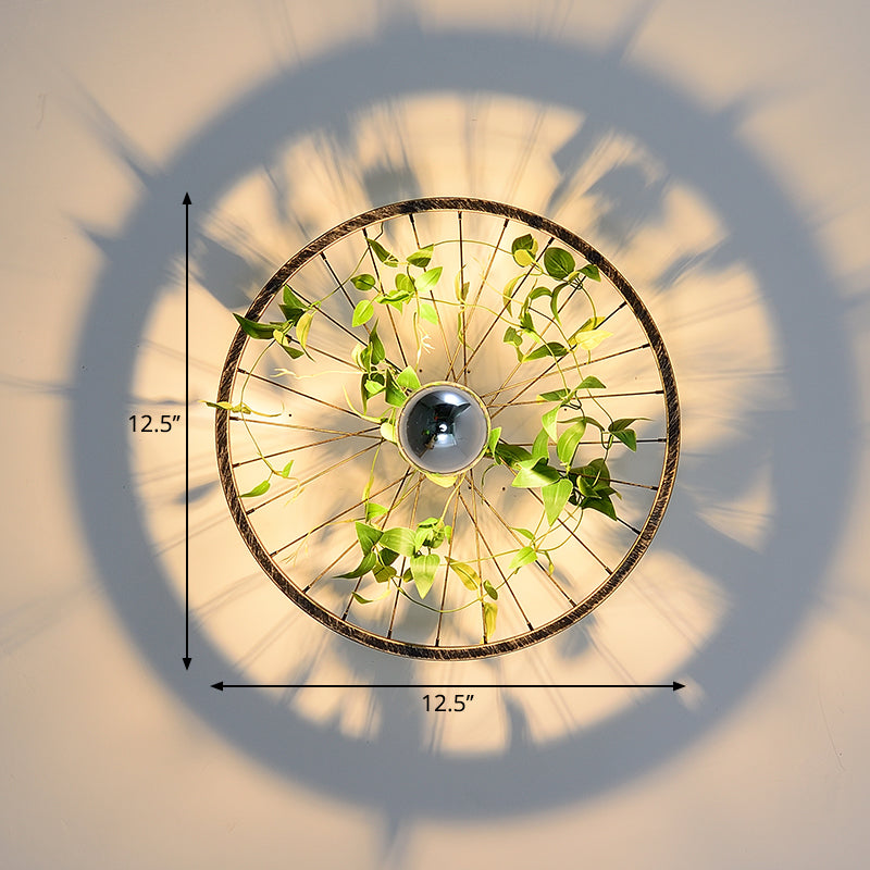 Avtoit | Wheel Iron LED Wall Lamp Bracket Farm Garage Plant Wall Lighting in Pink/Green/Pink Red