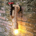 Avtoit | Industrial Faucet Wall Lamp 1-Light Hemp Rope Wall Mounted Lamp in Brown for Wine Bar