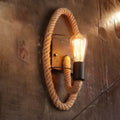 Avtoit | Single rope wrapped wall light farmhouse brown oval/round dining room wall mounted light with open lamp design