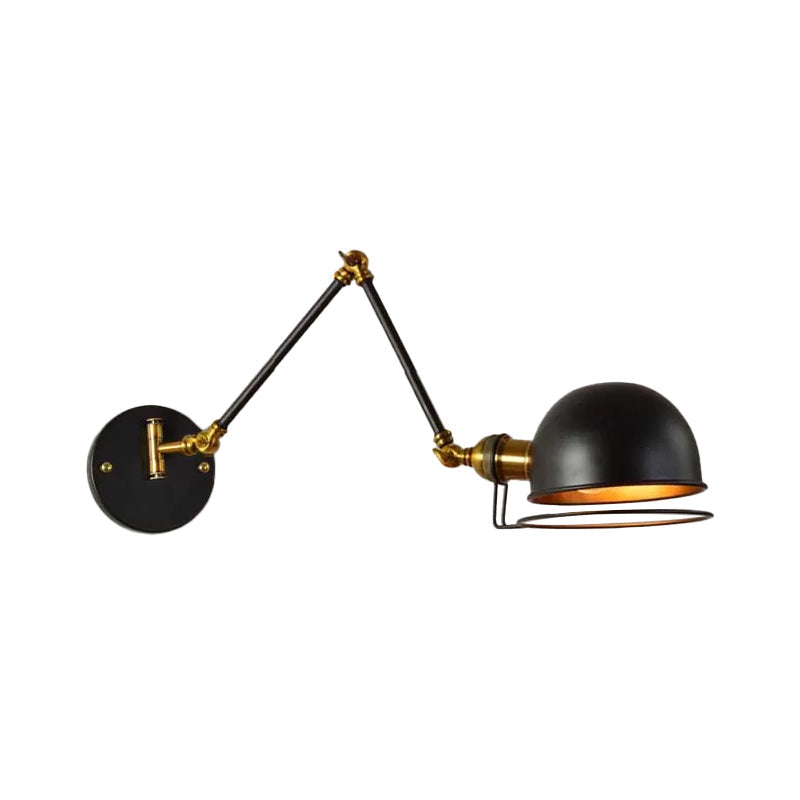 Avtoit | Bowl Restaurant Adjustable Wall Lamp Vintage Metal Single Black Wall-Mounted Lamp with Wire Protection, 4"+4"/8"+8"/12"+6" Width