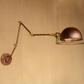 Avtoit | Iron Rust Wall Reading Lamp Semi-Spherical 1-Light Farmhouse Wall Mounted Lighting with Rotatable Arm and Wire Guard