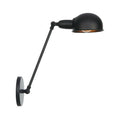 Avtoit | Industrial Dome-Shaped Wall Lamp Kit Single Bulb Iron Wall Mount Lighting Fixture with Swing Arm in Black, 6"+6"/12"+6" W