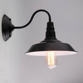 Avtoit | Vintage Barn Wall Lighting 10"/14" Wide 1-Light Metal Gooseneck Wall Mount Lighting in Black