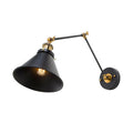 Avtoit | Iron Black Finish Reading Wall Lamp Roll-Edge Conical Single Industrial Plug/Plug-less Wall Lighting with Swingarm