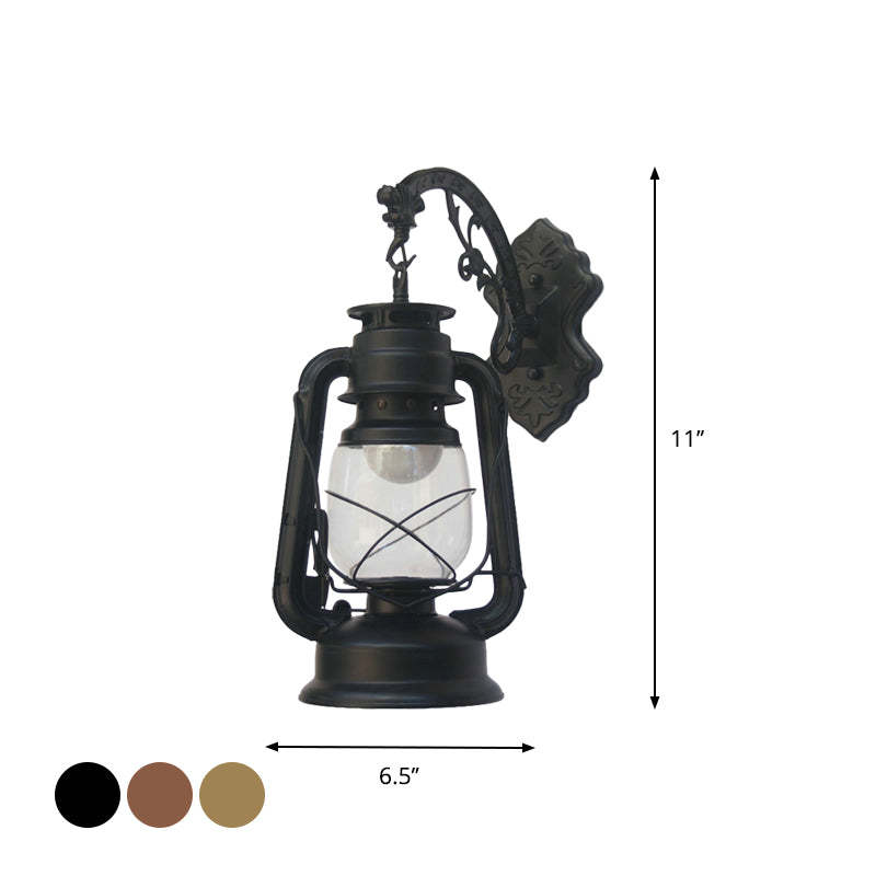 Avtoit | 1-Light Kerosene Wall Mount Lighting Nautical Black/Copper/Bronze Clear Glass Wall Lights for Dining Room
